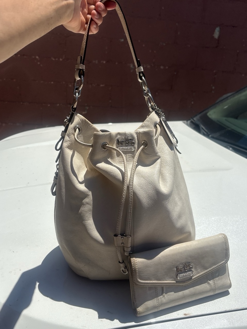 Coach Madison Marielle drawstring bucket handbag Matching Wallet